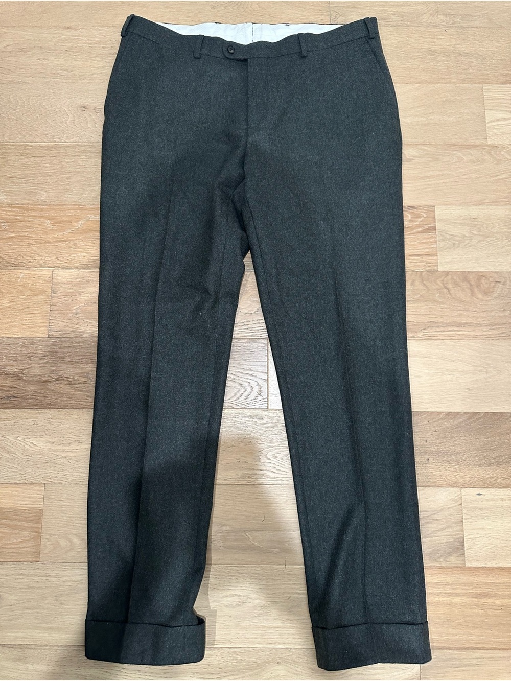 Suitsupply Soho Turn Up Green Pure Circular Wool Flannel Pants Size 40L